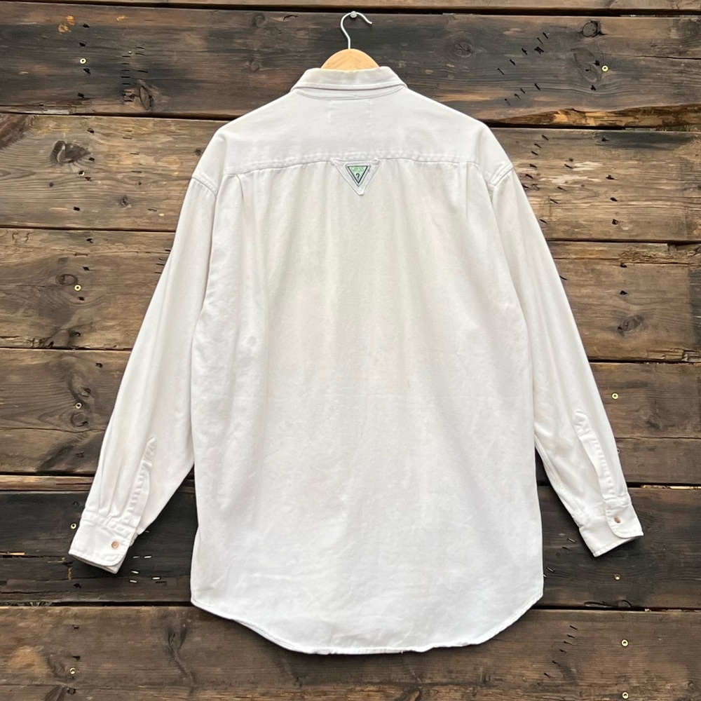 XL Guess Marciano Jeans White Denim Button Down Top Men’s